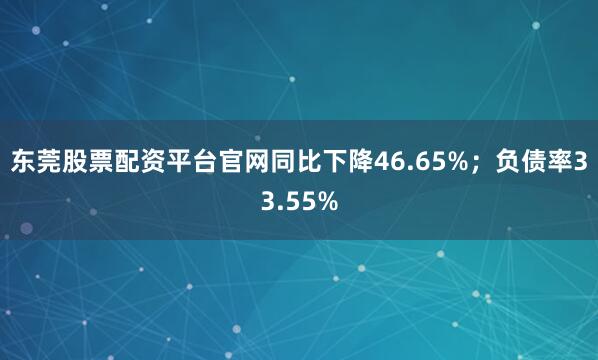 东莞股票配资平台官网同比下降46.65%;负债率33.55%