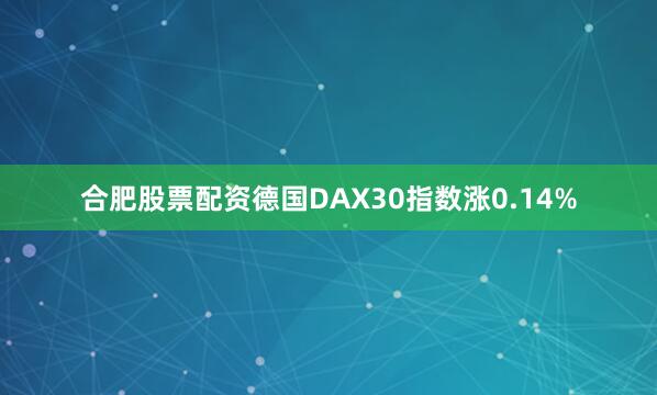 合肥股票配资德国DAX30指数涨0.14%